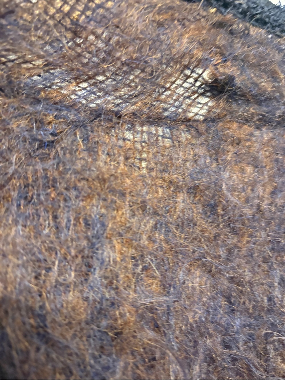 Vintage Purple/Aubergine & Brown Mohair-Cardigan with Snap Buttons - Picture 7 of 10